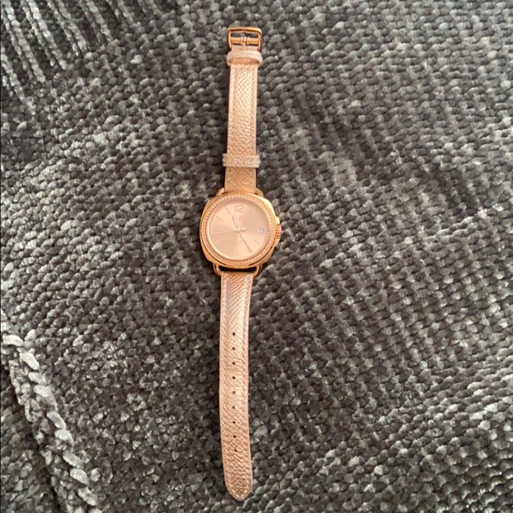 Rose Gold Coach leather band watch